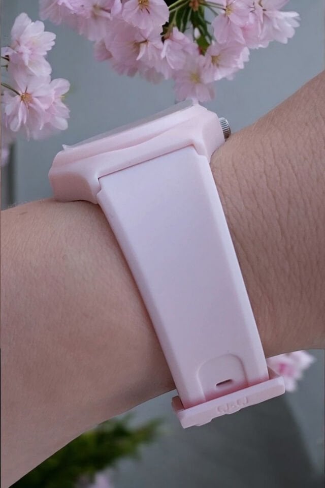 Silikon Kayışlı 10 ATM Su Geçirmez Simli, Pembe Kız Çocuk Kol Saati