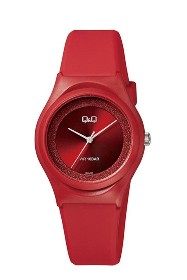 Silikon Kayışlı 10 ATM Su Geçirmez Simli, Kırmızı Kız Çocuk Kol Saati