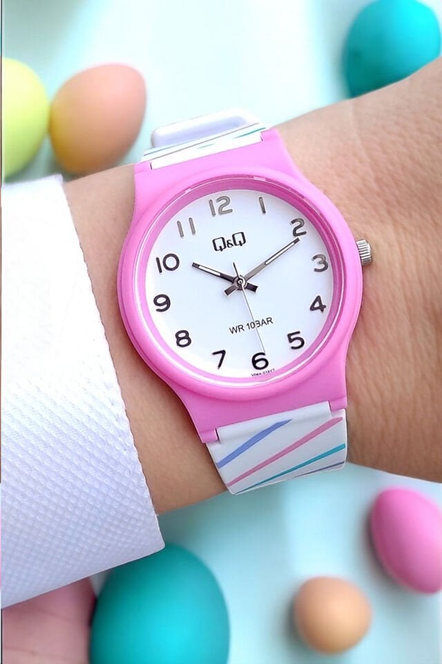 Silikon Kayışlı 10 ATM Su Geçirmez Pembe Kız Çocuk Kol Saati