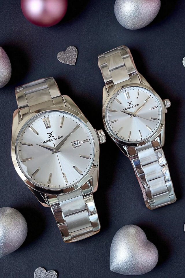 Orijinal 2 Yıl Garantili Çelik Bilezik Metalik Sevgili Kol Saati Seti - Zincir Bileklik Hediyeli