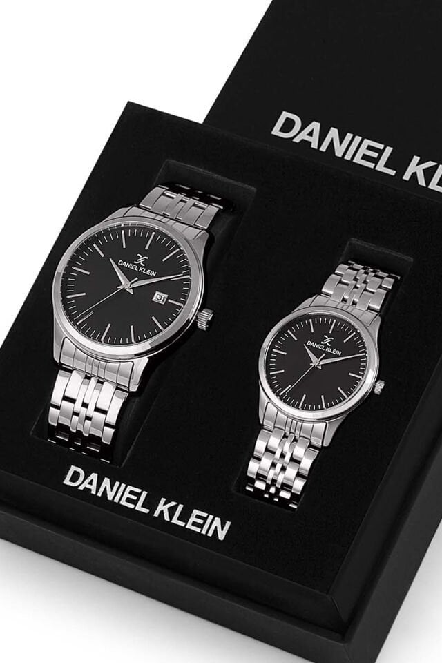 Daniel Klein Özel Kutusunda Çelik Bilezik Metalik Siyah Kadran Sevgili Kol Saati Seti