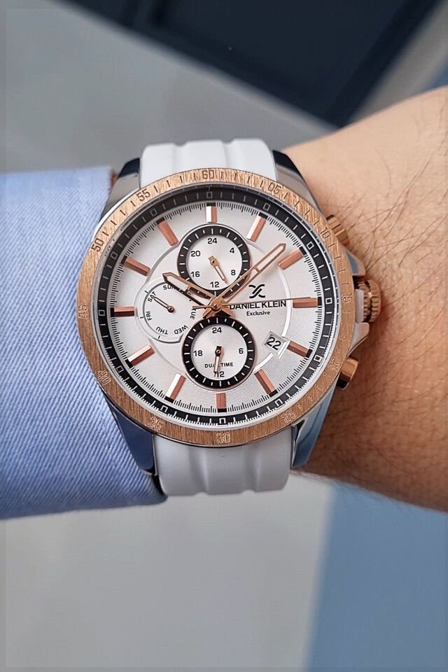 Exclusive Beyaz Silikon Kayışlı Tüm Fonksiyonları Aktif Takvimli Erkek Kol Saati