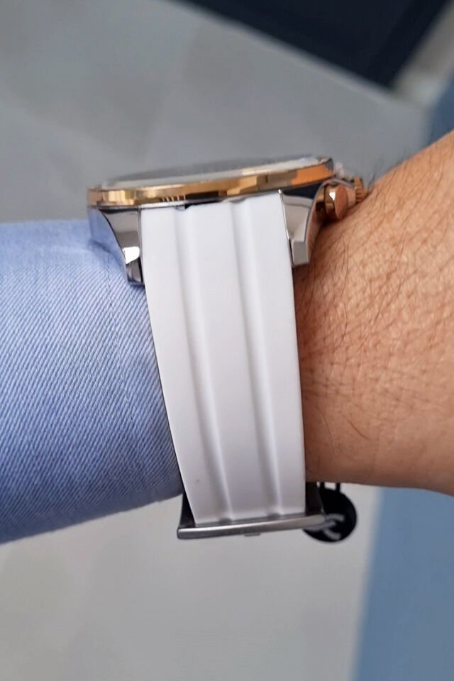 Exclusive Beyaz Silikon Kayışlı Tüm Fonksiyonları Aktif Takvimli Erkek Kol Saati