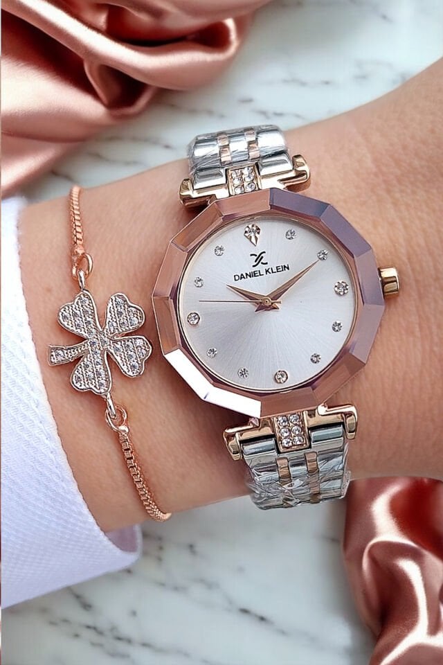 Yeni Model Kesme Camlı Taşlı 3 ATM Su Geçirmez Rose/Metalik Kadın Kol Saati, Taşlı Bileklik Hediye