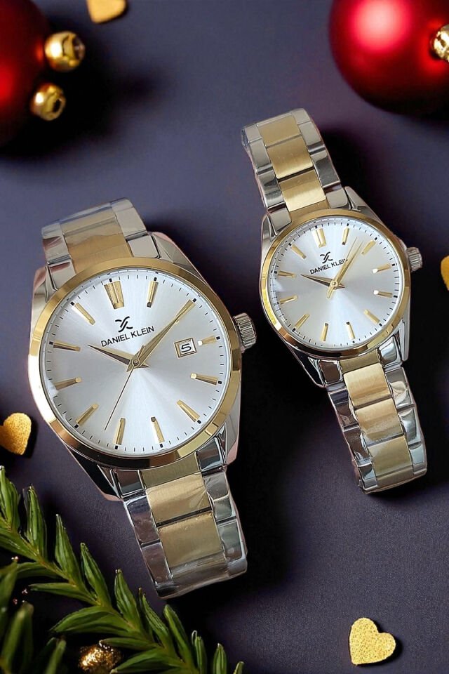 Orijinal 2 Yıl Garantili Çelik Bilezik Altın/Metalik Sevgili Kol Saati Seti - Zincir Bileklik Hediyeli