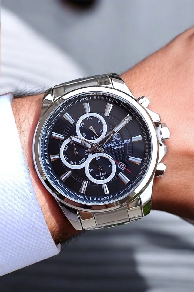 Exclusive Tüm Fonksiyonları Aktif, Takvimli, Çelik Bilezik Siyah Kadran Erkek Kol Saati