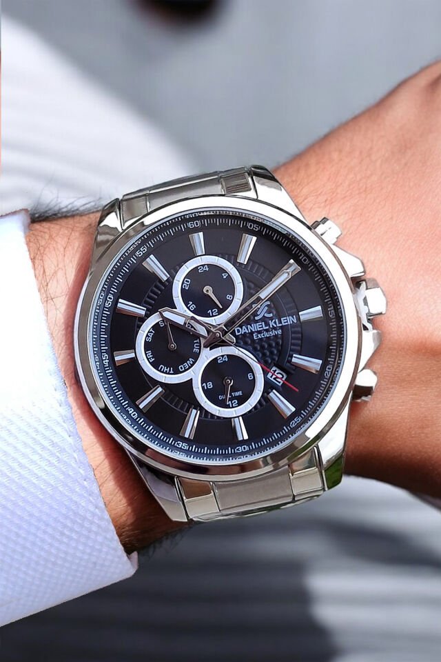 Exclusive Tüm Fonksiyonları Aktif, Takvimli, Çelik Bilezik Siyah Kadran Erkek Kol Saati