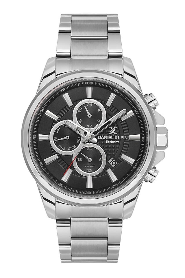 Exclusive Tüm Fonksiyonları Aktif, Takvimli, Çelik Bilezik Siyah Kadran Erkek Kol Saati