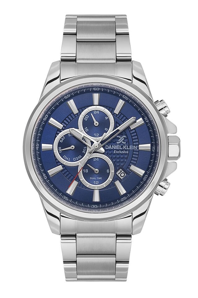 Exclusive Tüm Fonksiyonları Aktif, Takvimli, Çelik Bilezik Lacivert Kadran Erkek Kol Saati