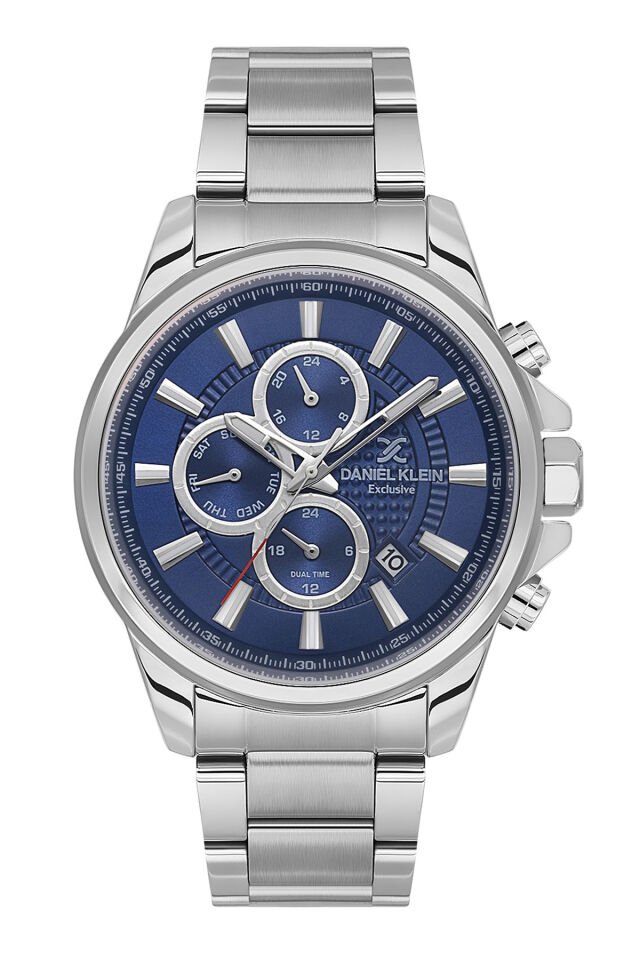 Exclusive Tüm Fonksiyonları Aktif, Takvimli, Çelik Bilezik Lacivert Kadran Erkek Kol Saati