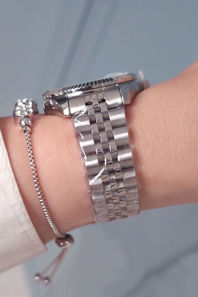 Yeni Model Jübile Bilezik Takvimli Açık Pembe Kadranlı Kadın Kol Saati, Taşlı Bileklik Hediyeli