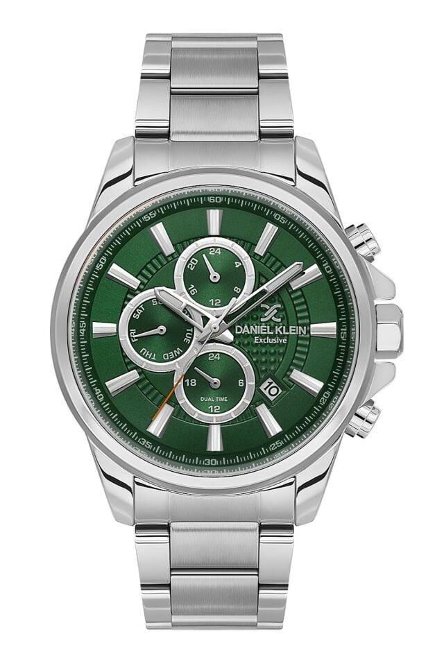 Exclusive Tüm Fonksiyonları Aktif, Takvimli, Çelik Bilezik Yeşil Kadran Erkek Kol Saati