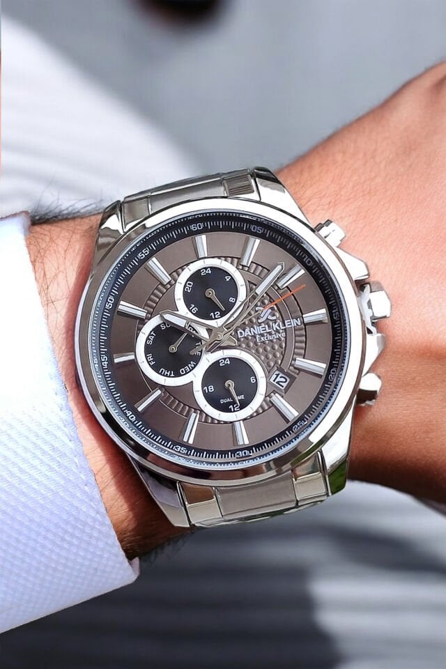 Exclusive Tüm Fonksiyonları Aktif, Takvimli, Çelik Bilezik Kahve Kadran Erkek Kol Saati