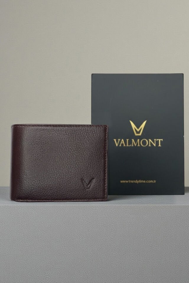 Valmont Hakiki Deri, Hediyelik Özel Kutulu, Kartlıklı, Bozuk Para Gözlü Kahverengi Erkek Cüzdanı