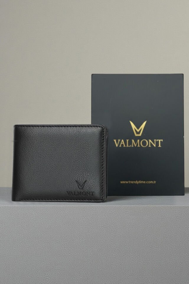 Valmont Suni Deri, Hediyelik Özel Kutulu, Kredi Kartı Gözlü Siyah Erkek Cüzdanı