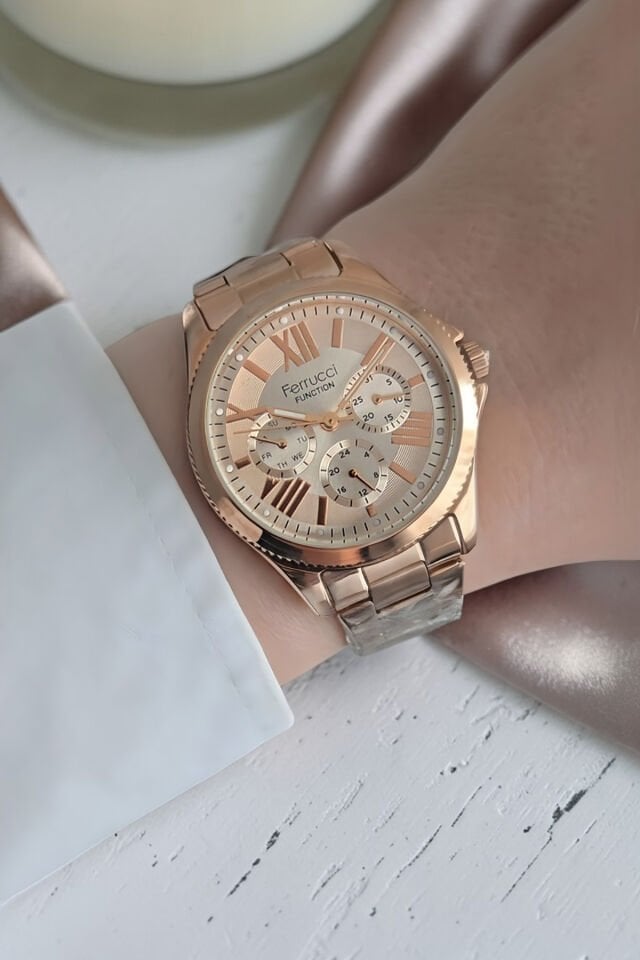 Tüm Fonksiyonları Aktif, Takvimli, Taşlı Çelik Bilezik Siyah Kadın Kol Saati Bileklik Hediyeli