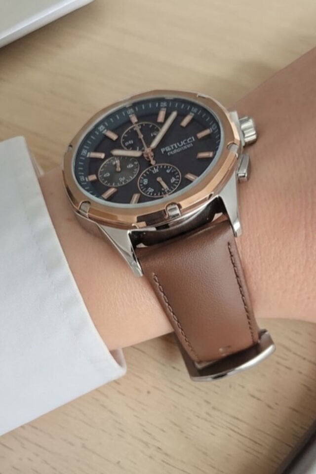 Tüm Fonksiyonları Aktif Kahverengi Deri Kayışlı Erkek Kol Saati