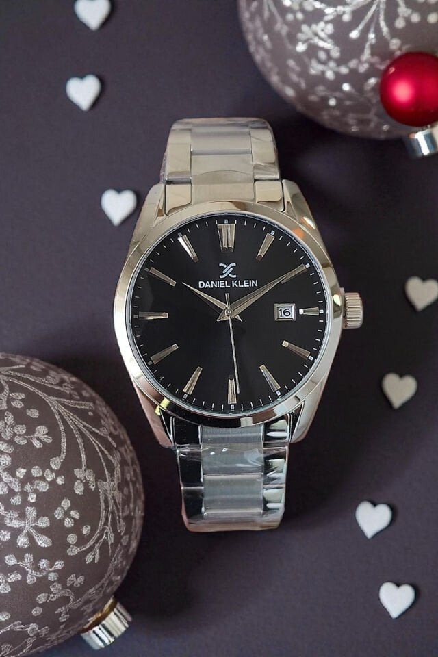 Çelik Bilezik Siyah Kadran Metalik Erkek Kol Saati + Zincir Bileklik Hediyeli