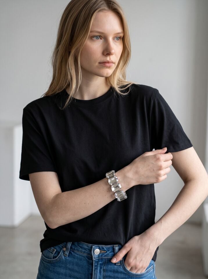 Valmont Accessories Büyük Baget Taşlı Kadın Bileklik, Davet ve Gece Kombin