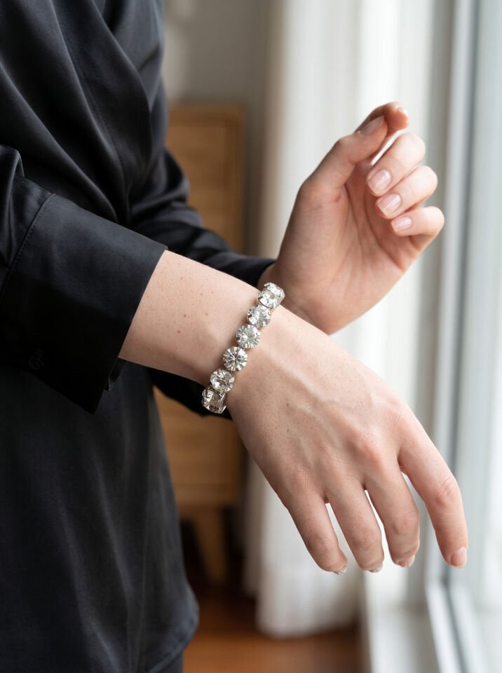 Valmont Accessories Büyük Yuvarlak Taşlı Kadın Bileklik, Davet ve Gece Kombin