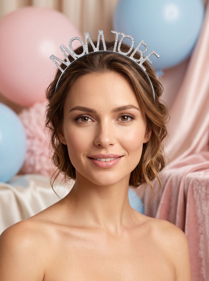 Valmont Accessories Mom To Be Yazılı Kristal Taşlı Işıltılı Kutlama Tacı