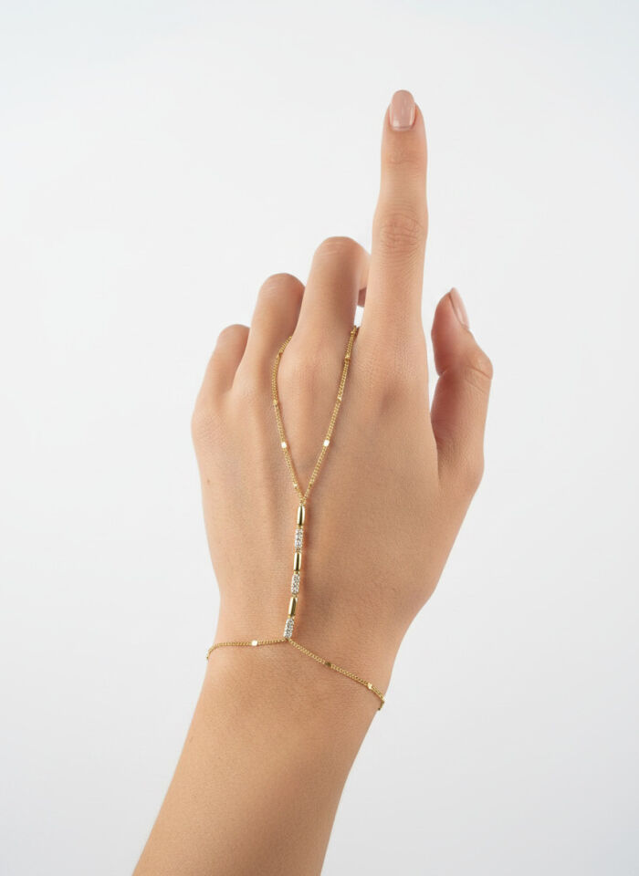 Valmont Accessories Kadın Gold Taş Detaylı Zarif Şahmeran El Zinciri