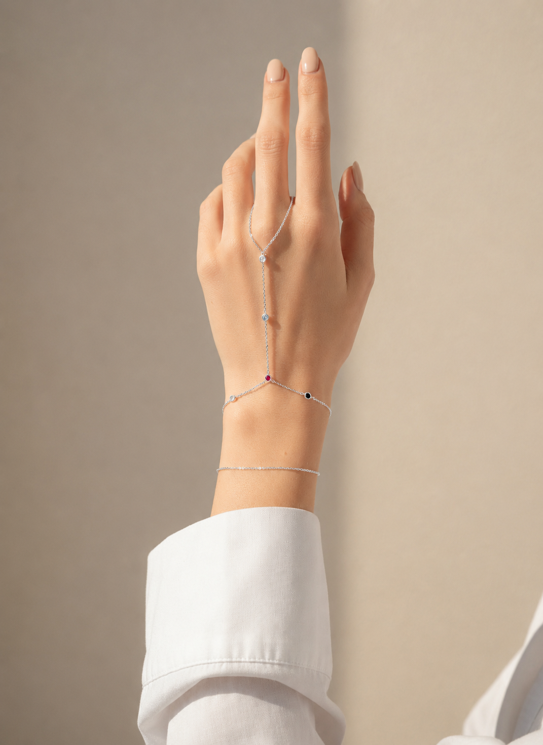 Valmont Accessories Kadın Gümüş Renk Renkli Taş Detaylı Minimal Şahmeran