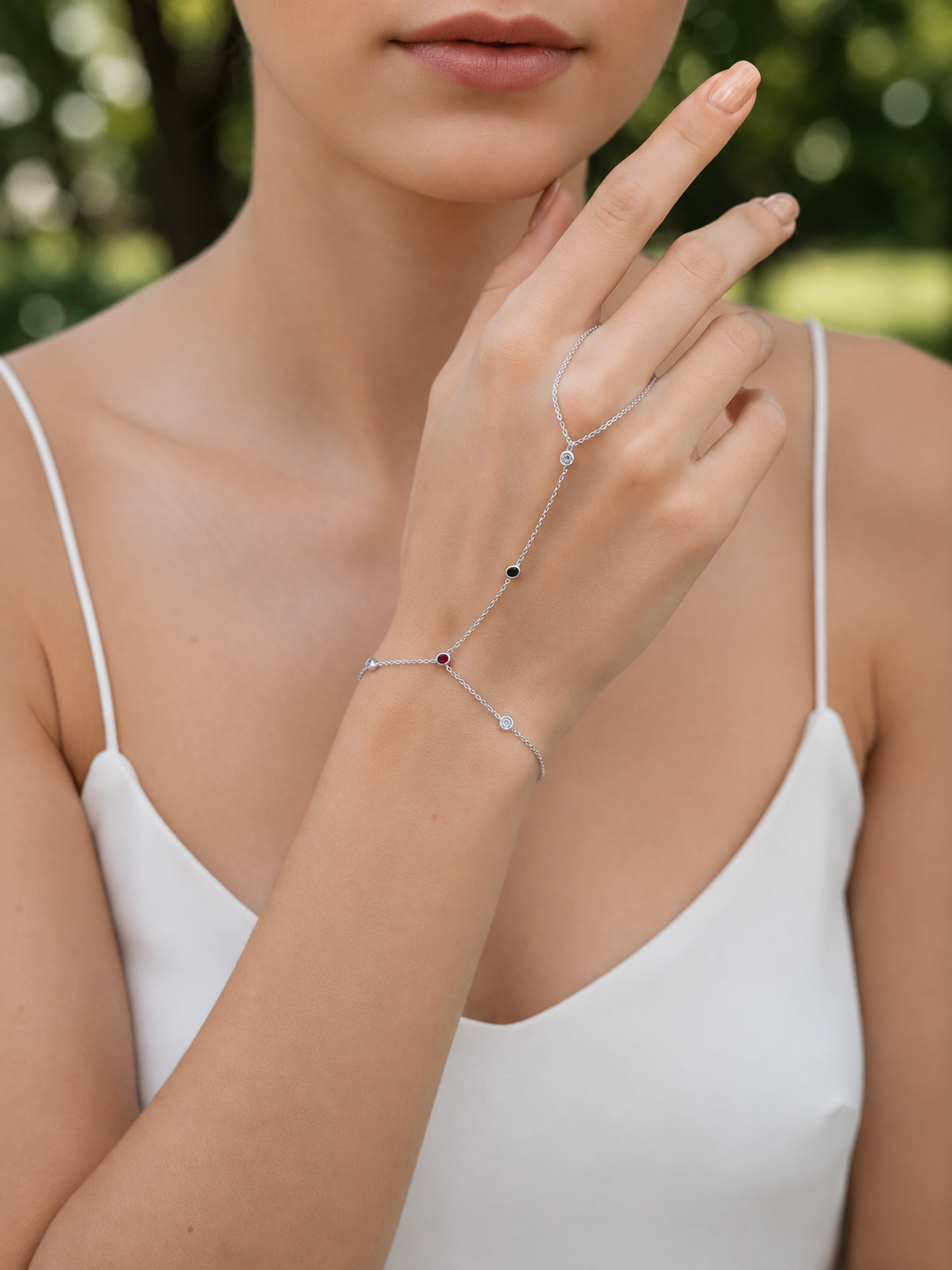 Valmont Accessories Kadın Gümüş Renk Renkli Taş Detaylı Minimal Şahmeran