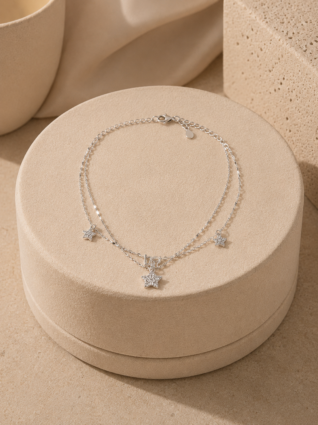 Valmont Accessories Kadın Gümüş Renk Yıldız Figürlü Taşlı Zarif Halhal