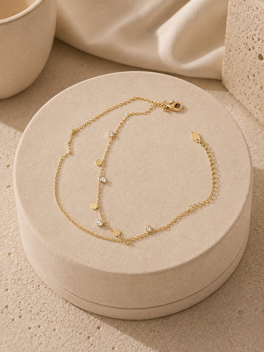 Valmont Accessories Kadın Gold Renk Pullu Sallantılı Çift Zincir Halhal