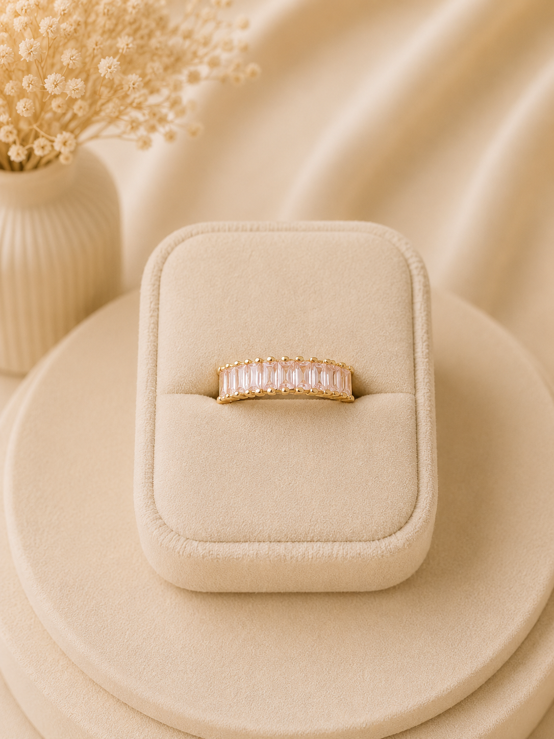 Valmont Accessories Kadın Gold Renk Pudra Pembe Baget Taşlı Yüzük