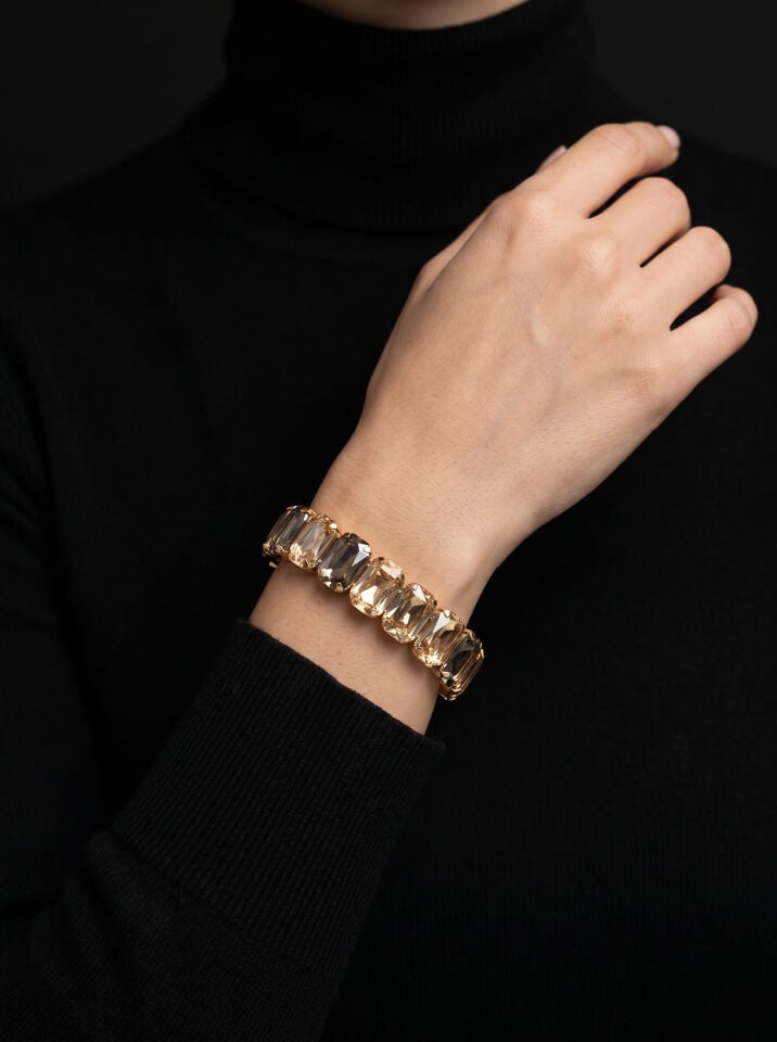 Valmont Accessories Kadın Altın Renk Şampanya Baget Taşlı Bileklik