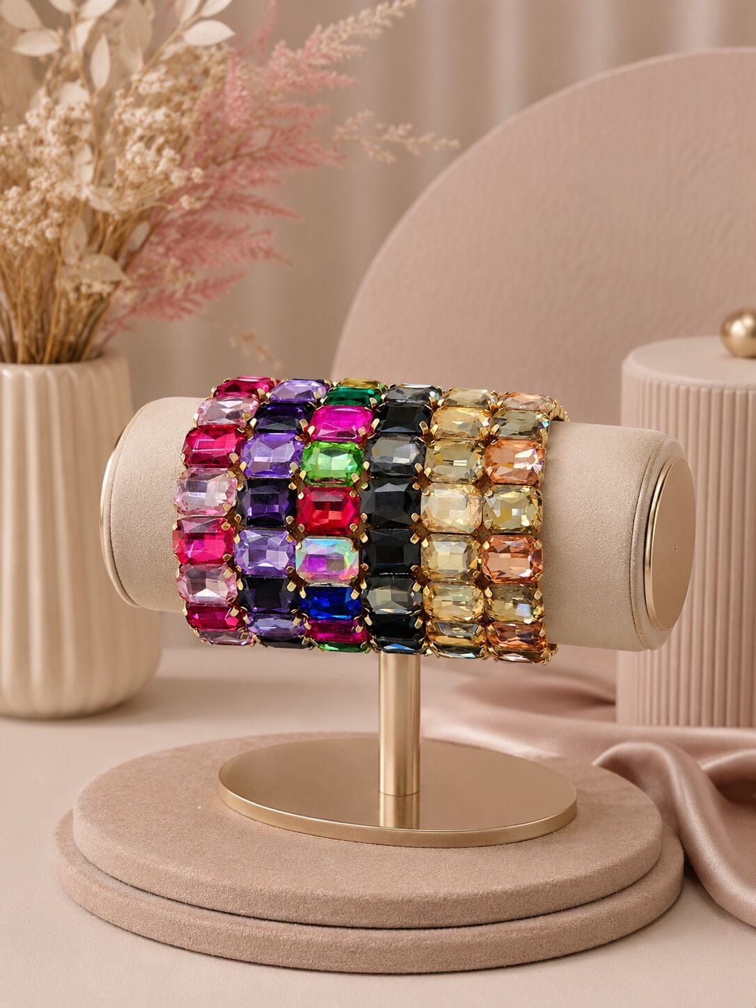 Valmont Accessories Kadın Altın Renk Mor Baget Taşlı Bileklik