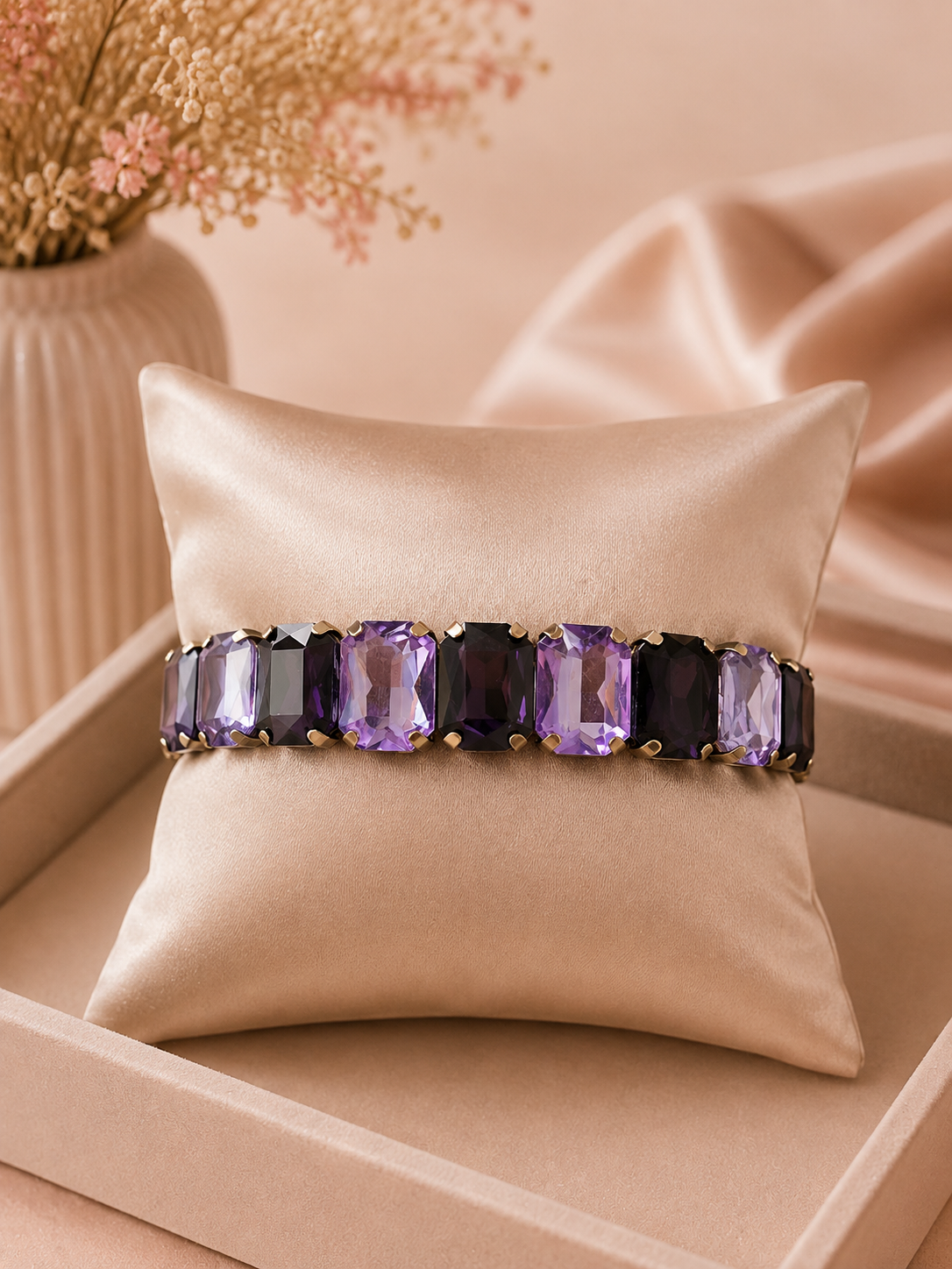 Valmont Accessories Kadın Altın Renk Mor Baget Taşlı Bileklik