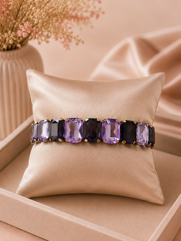 Valmont Accessories Kadın Altın Renk Mor Baget Taşlı Bileklik
