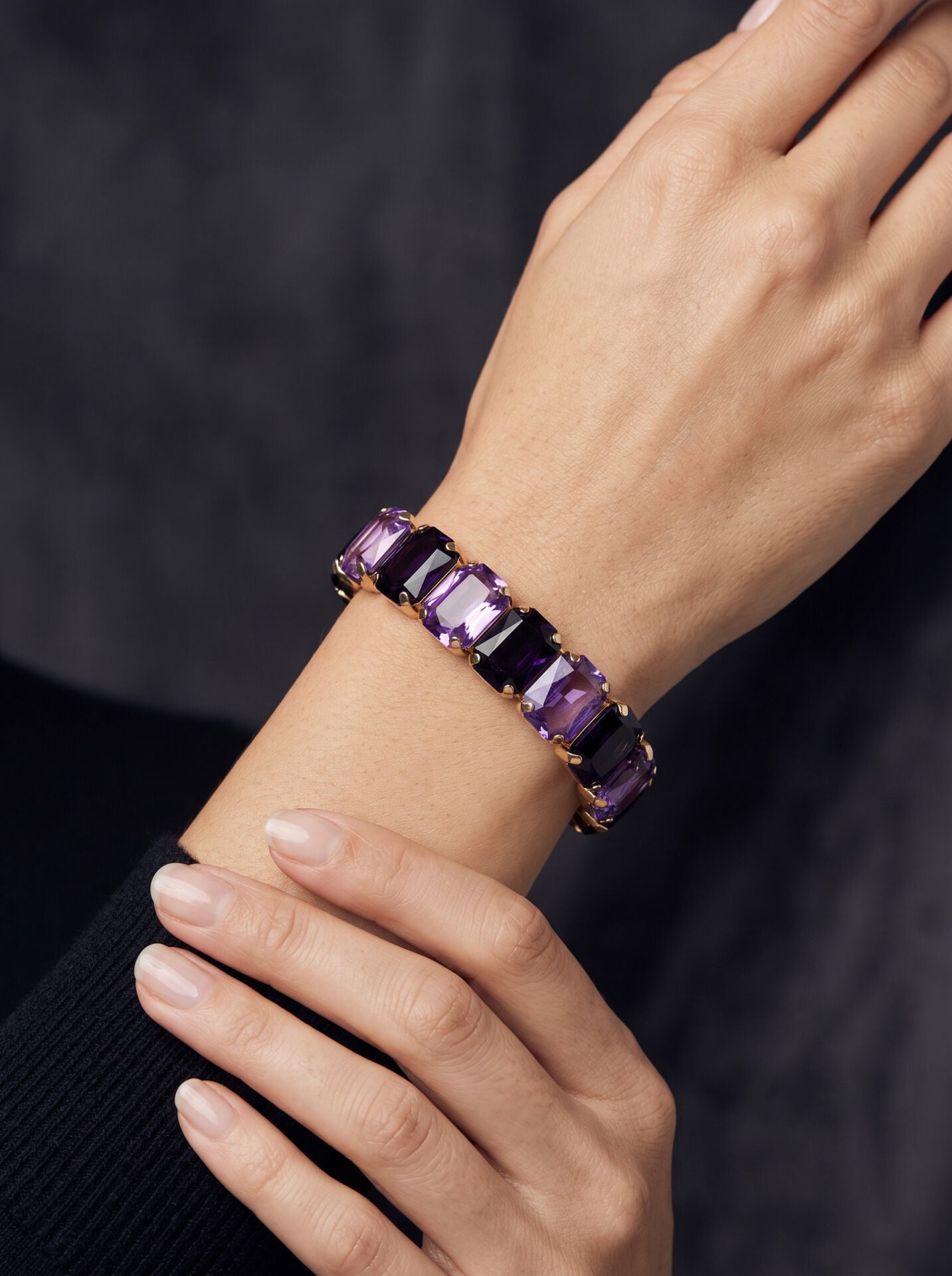 Valmont Accessories Kadın Altın Renk Mor Baget Taşlı Bileklik