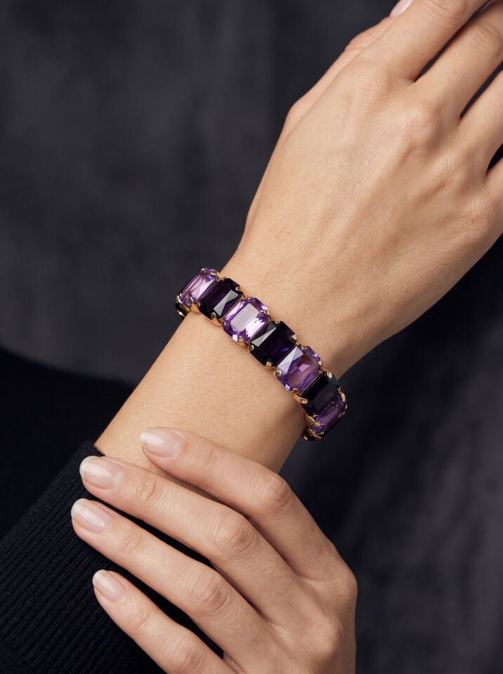 Valmont Accessories Kadın Altın Renk Mor Baget Taşlı Bileklik