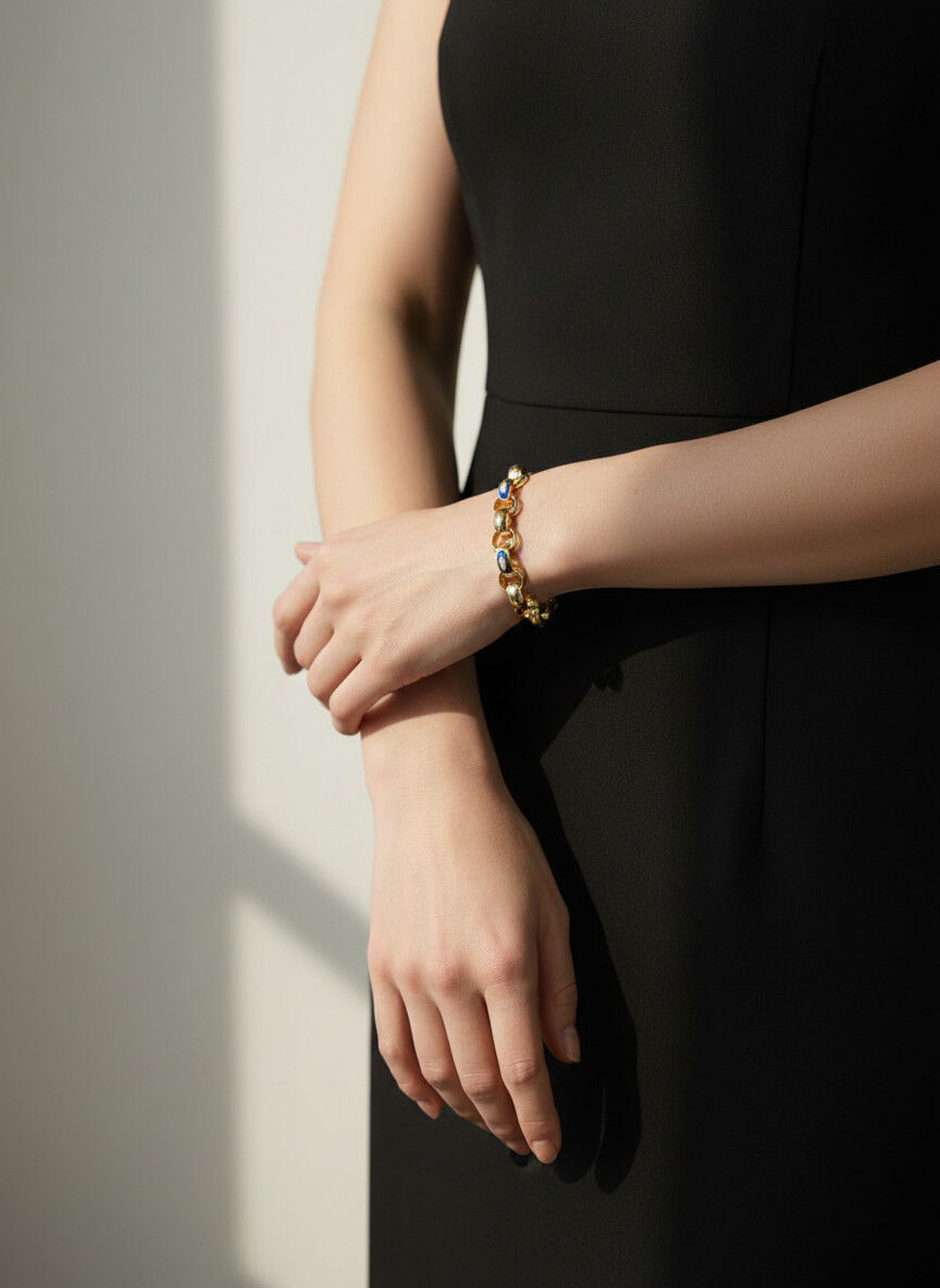 Valmont Accessories Kadın Gold Renk Renkli Mineli Halka Bileklik
