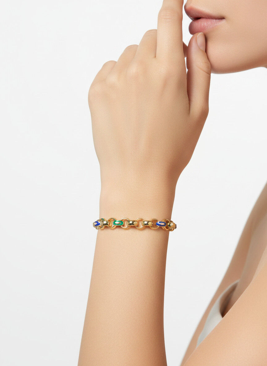 Valmont Accessories Kadın Gold Renk Renkli Mineli Halka Bileklik