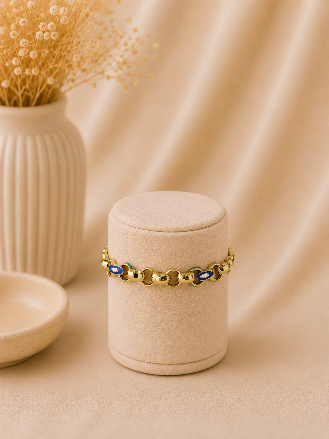 Valmont Accessories Kadın Gold Renk Renkli Mineli Halka Bileklik