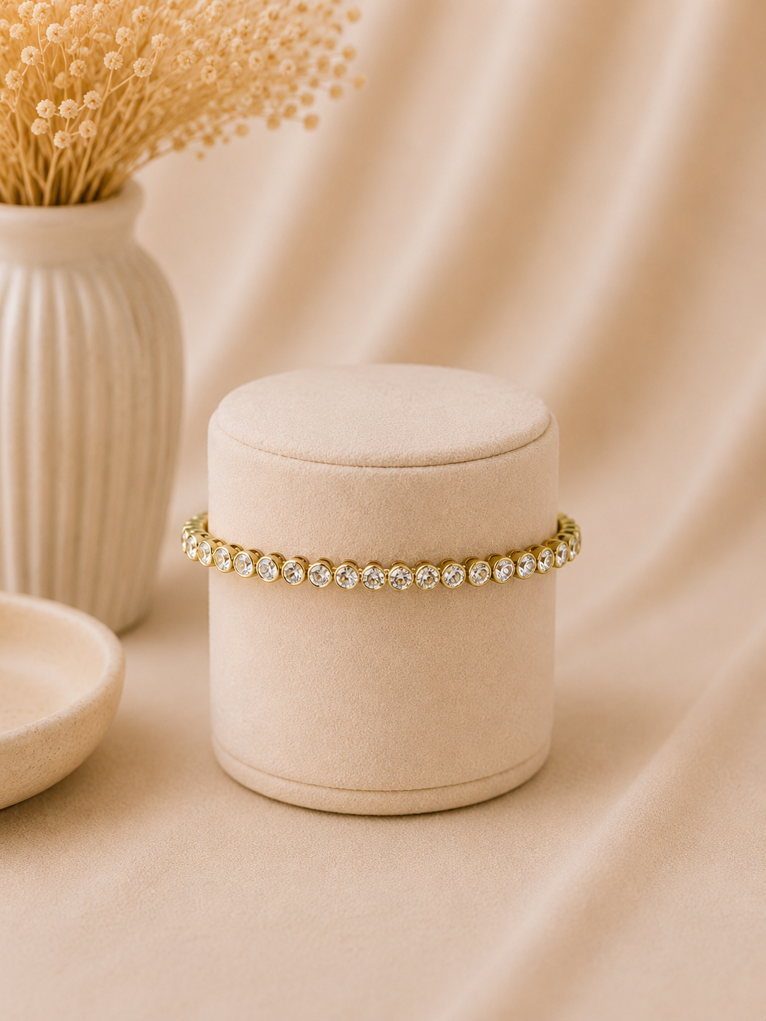 Valmont Accessories Kadın Gold Renk Su Yolu Taşlı Tenis Bileklik