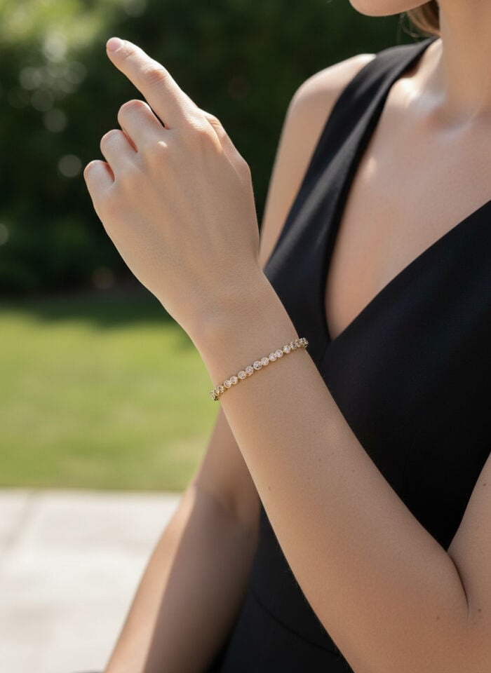 Valmont Accessories Kadın Gold Renk Toz Pembe Taşlı Su Yolu Bileklik