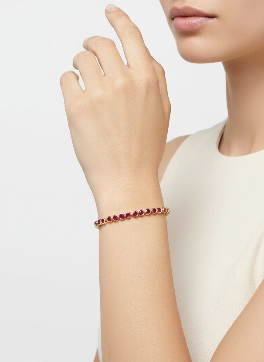 Valmont Accessories Kadın Gold Renk Fuşya Taşlı Su Yolu Bileklik