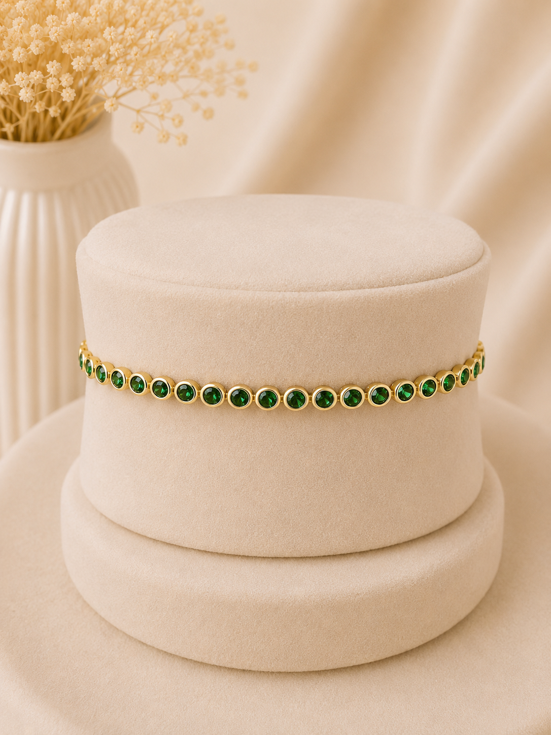 Valmont Accessories Kadın Gold Renk Fuşya Taşlı Su Yolu Bileklik