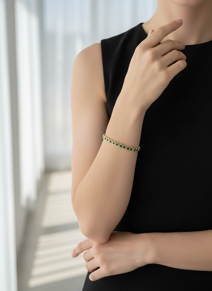 Valmont Accessories Kadın Gold Renk Fuşya Taşlı Su Yolu Bileklik