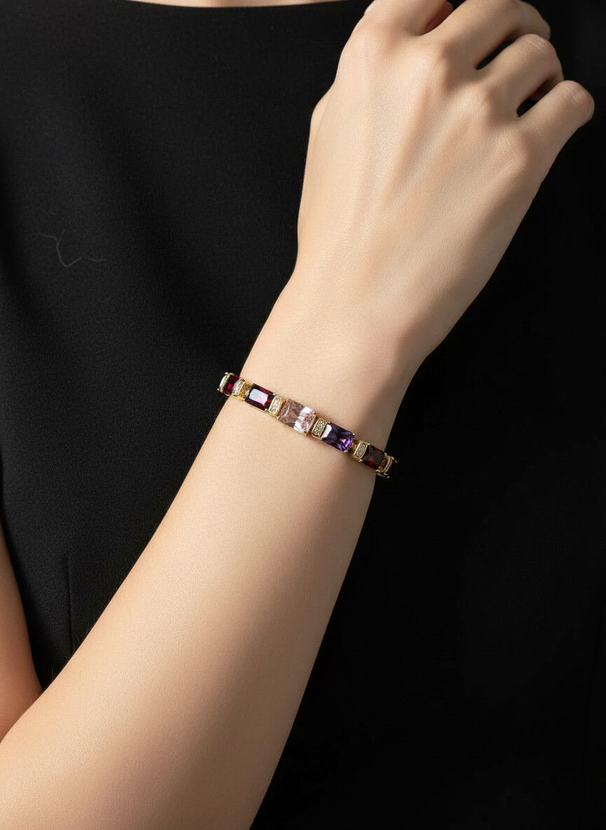 Valmont Accessories Kadın Gold Renk Çok Renkli Baget Taşlı Bileklik